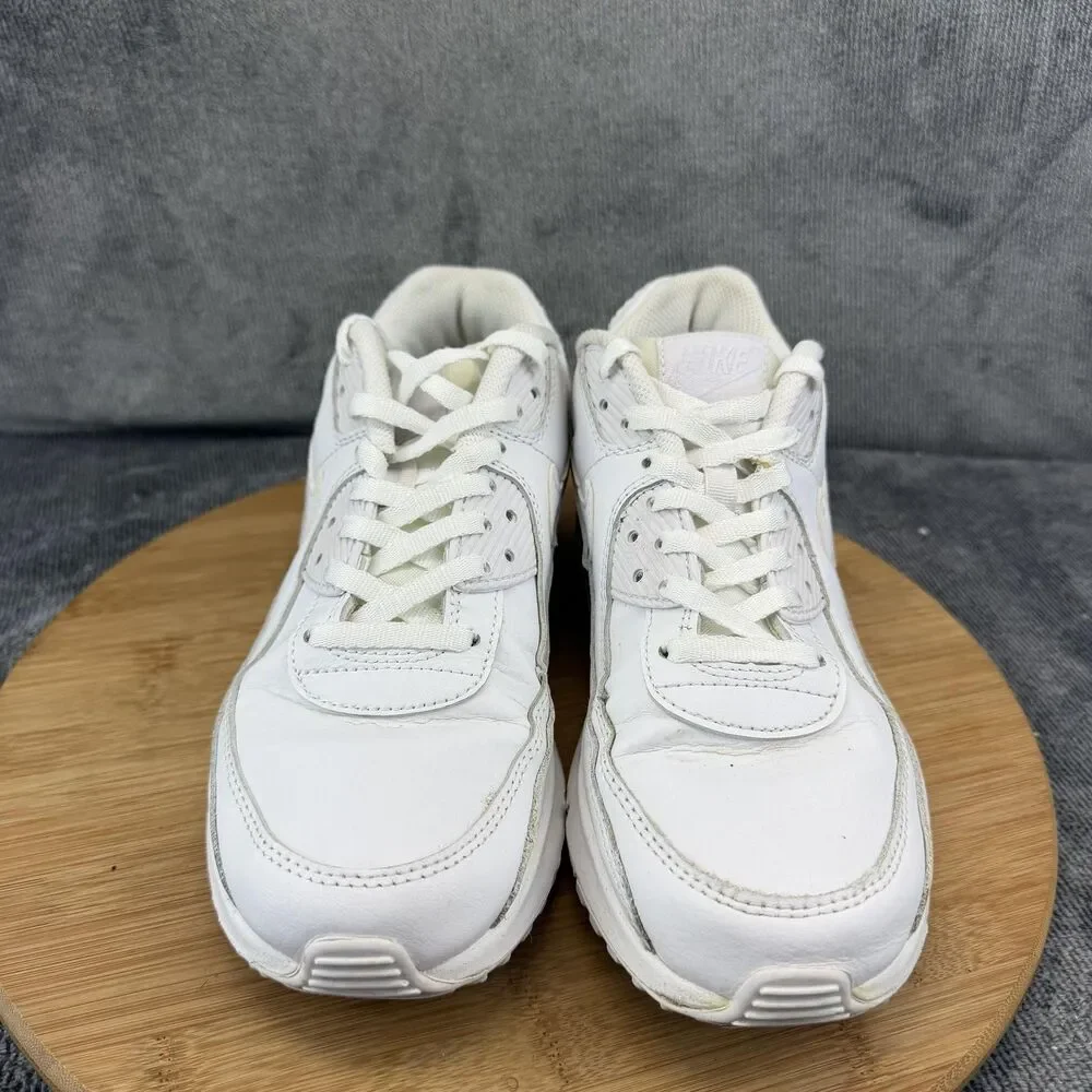 Nike Air Max 90 Shoes Boys Size 7 White Leather Athletic Sneakers CD6864-100